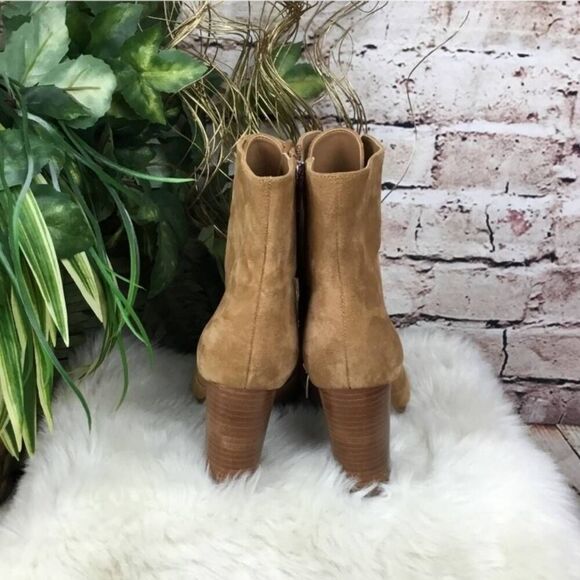 Marc Fisher Edina Suede Lace-Up Ankle Boots Brown Block Heel 6.5 - Picture 4 of 11